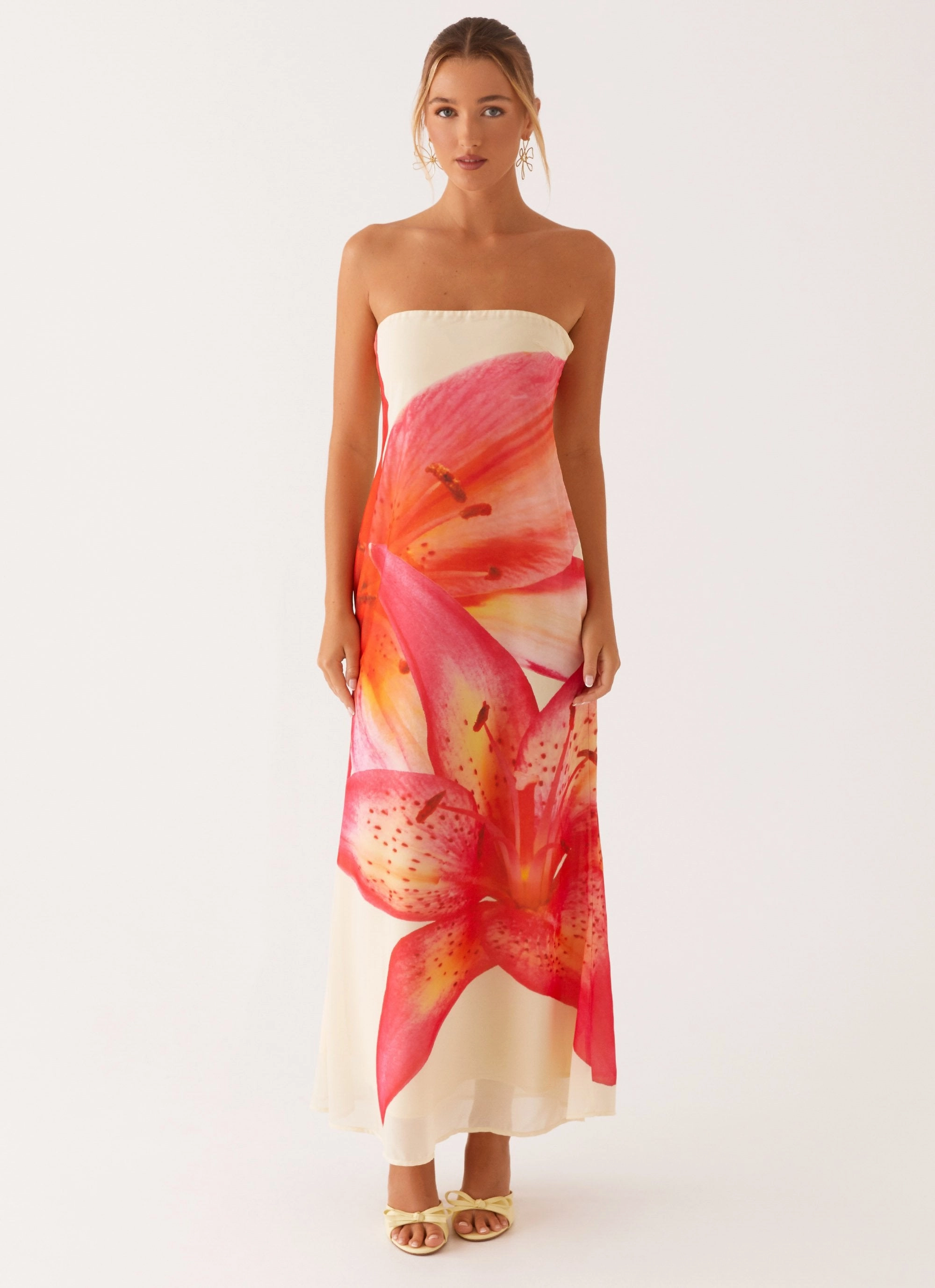 Darcy Maxi Dress - Yellow Floral Satin-Edge Dreamy Layers