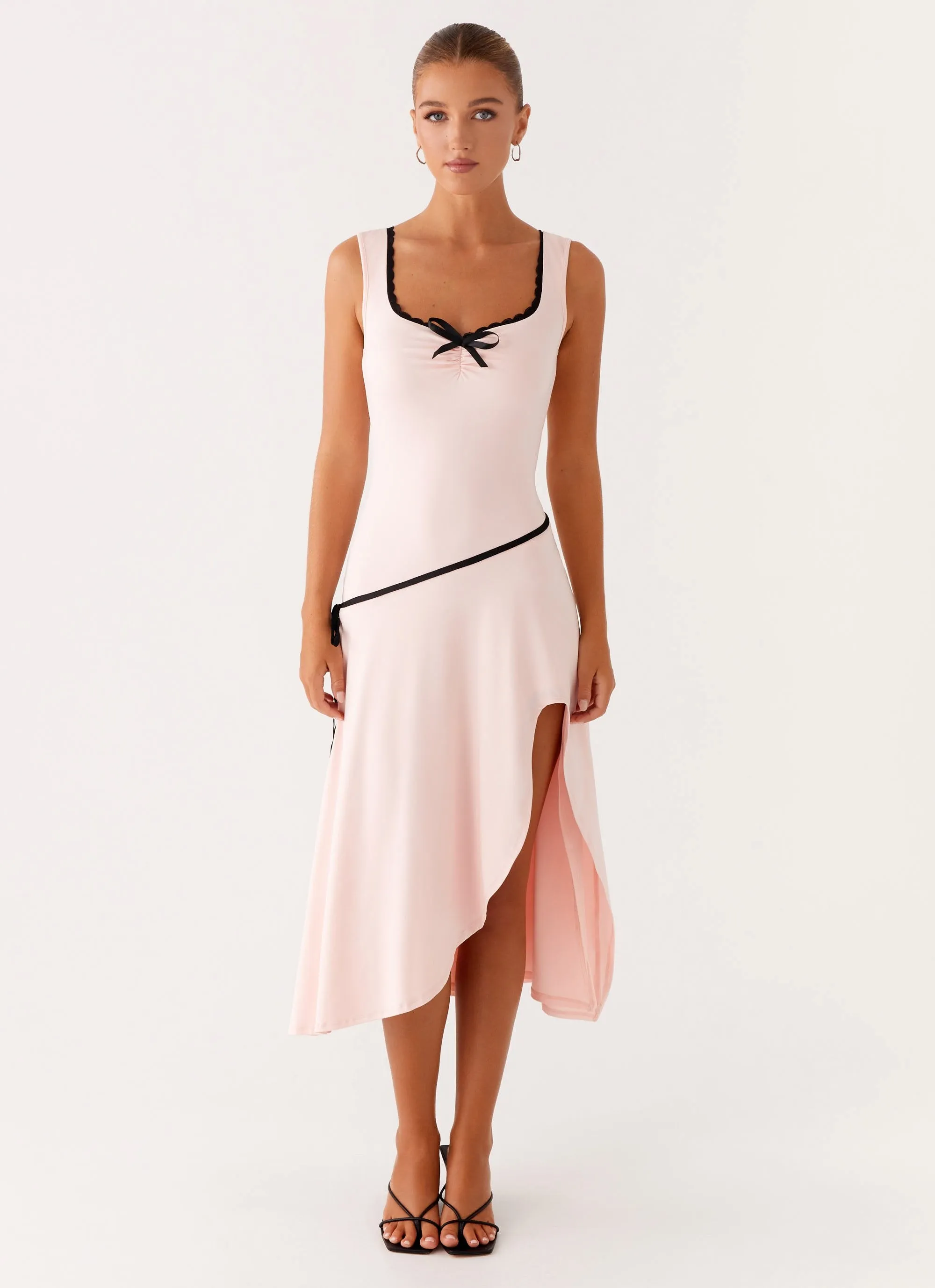 Jewel-Tone Flattering Layer Darlene Midi Dress - Pink