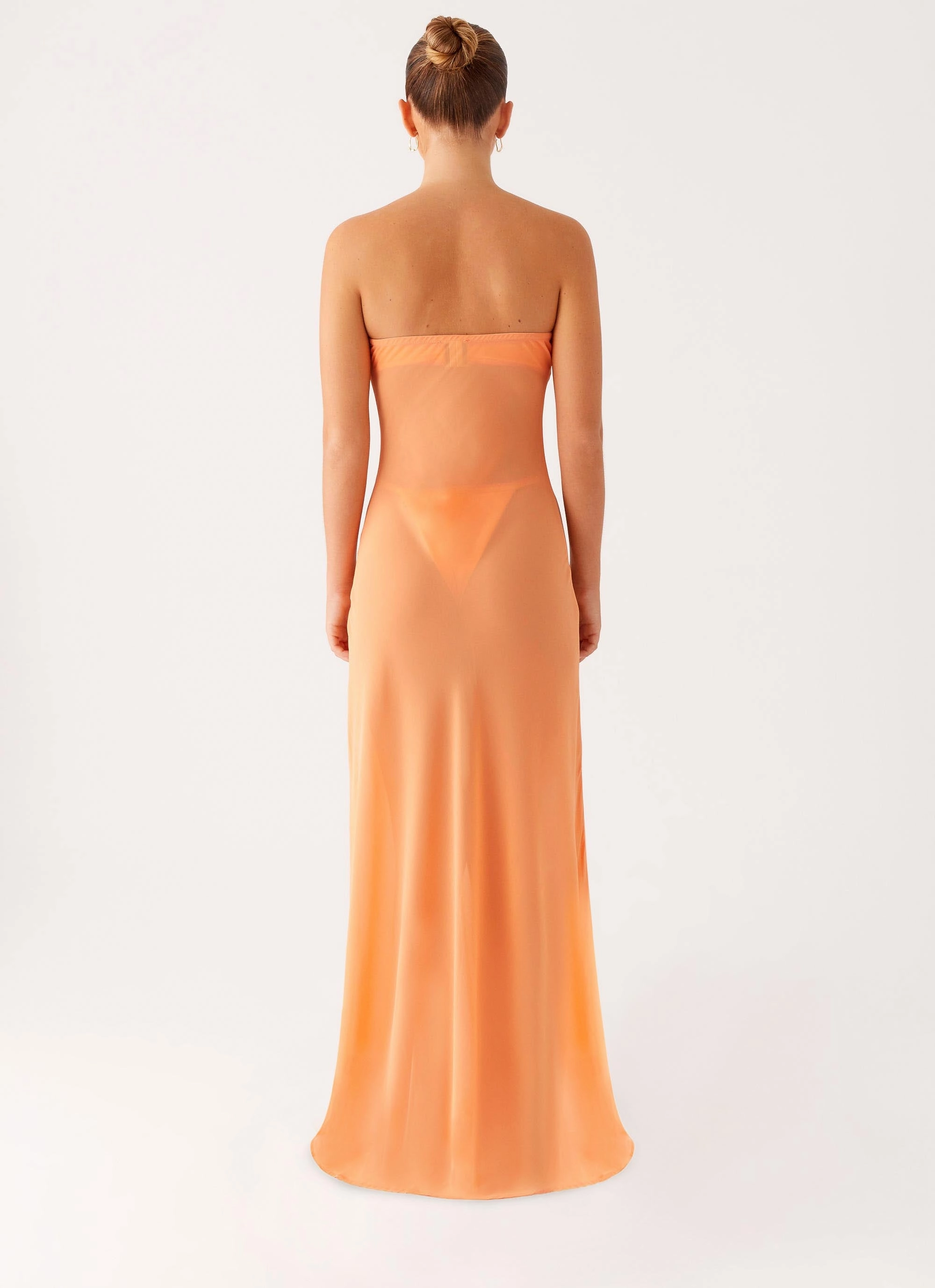 Mattie Strapless Maxi Dress - Orange Walkable Flow Sleek Tailoring