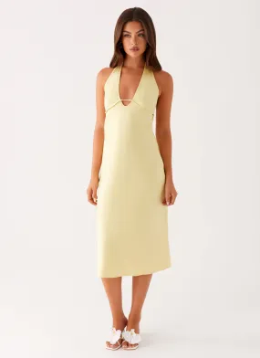 Comfy and Relaxed Bow Glow Davies Midi Dress - Yellow