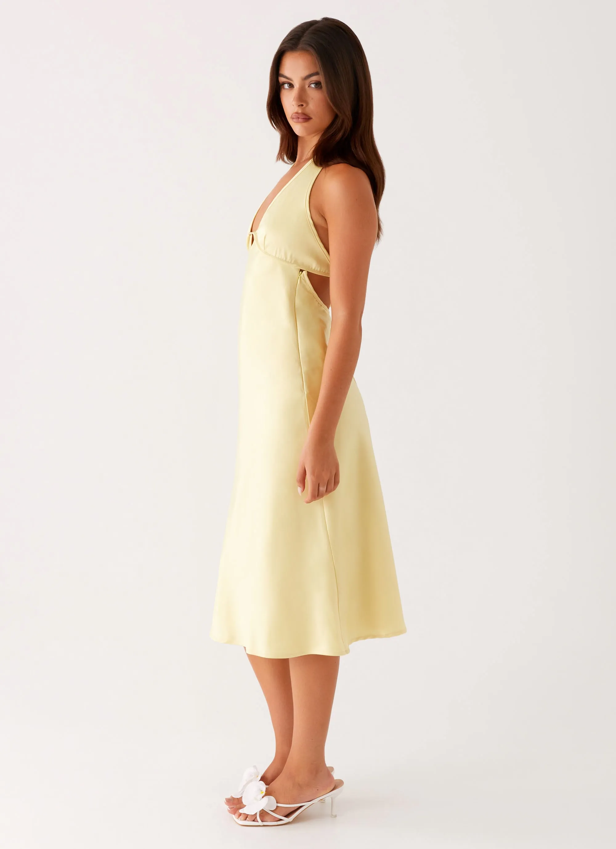 Comfy Yet Stylish High Hemline Davies Midi Dress - Yellow