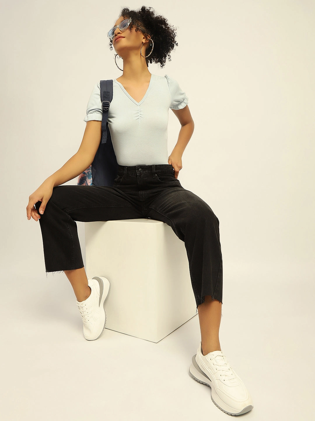 Morning Stroll Evening Stroll Trend Setter Madame Black Loose Fit Cotton Jeans