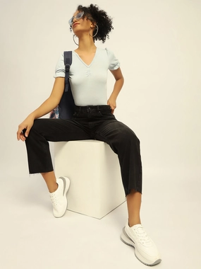 Morning Stroll Evening Stroll Trend Setter Madame Black Loose Fit Cotton Jeans