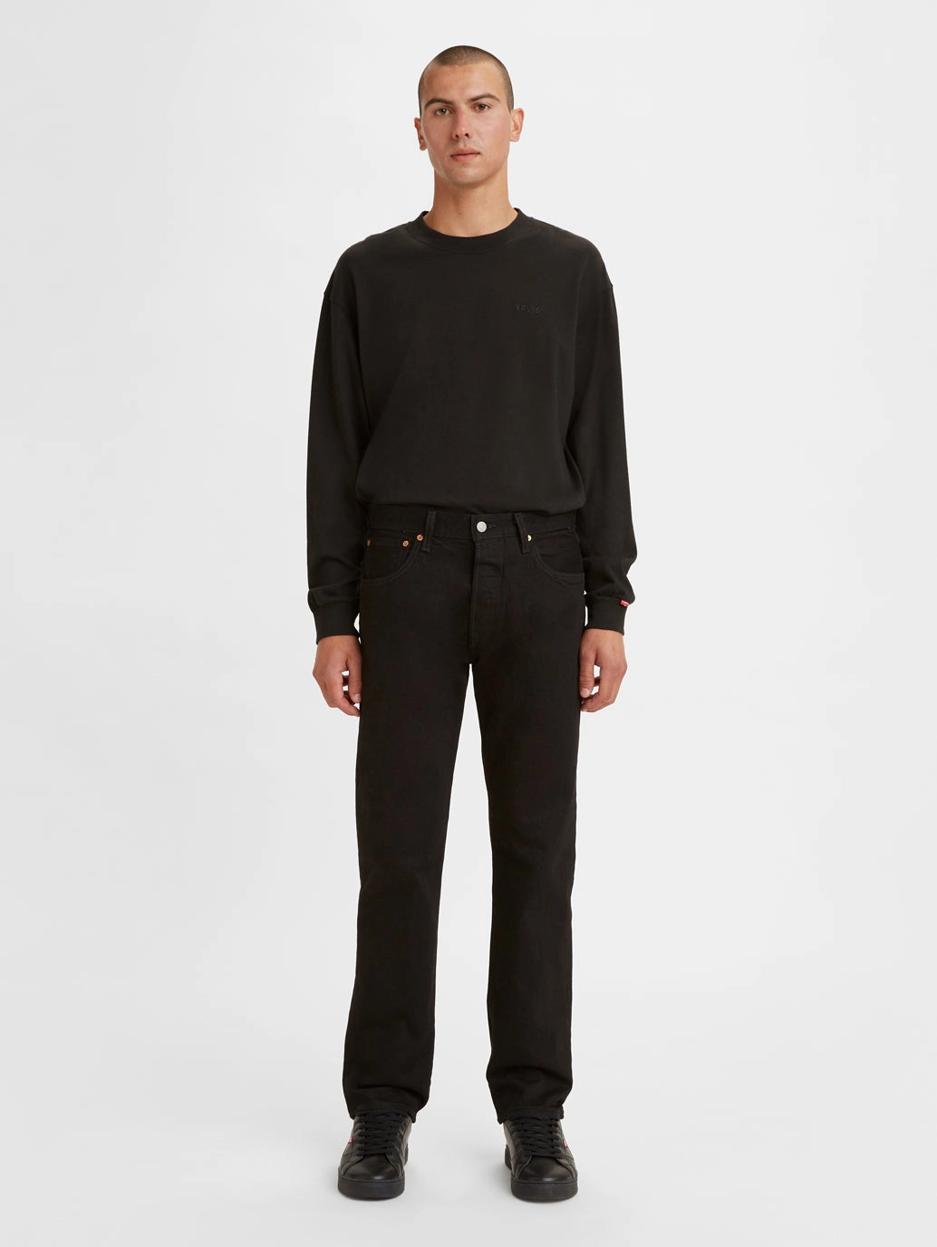 Men's 501 Black Straight Fit Mid Rise Jeans Fashion Focus Road Trip Affordable