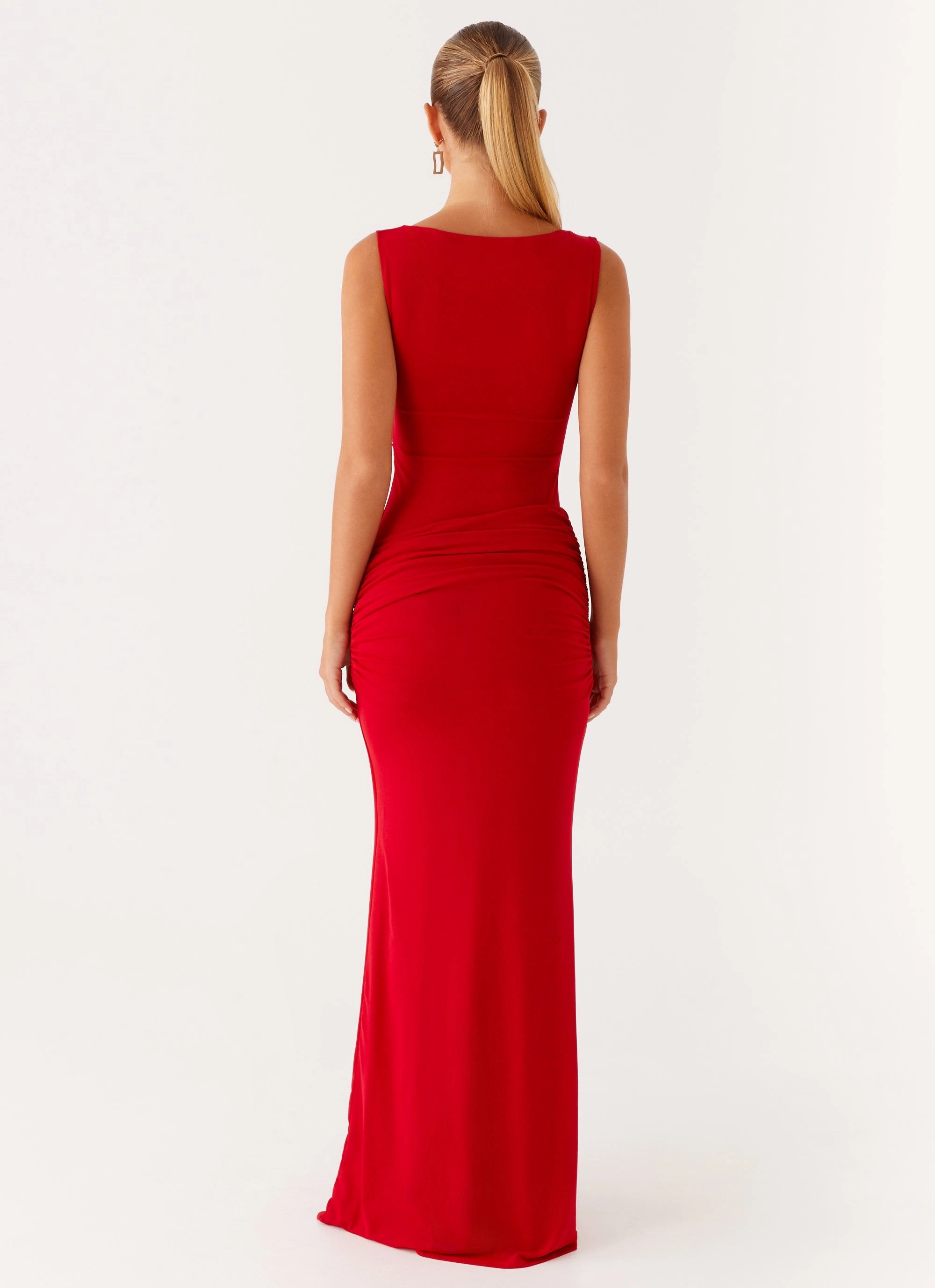 Soft Mesh Missy Maxi Dress - Red