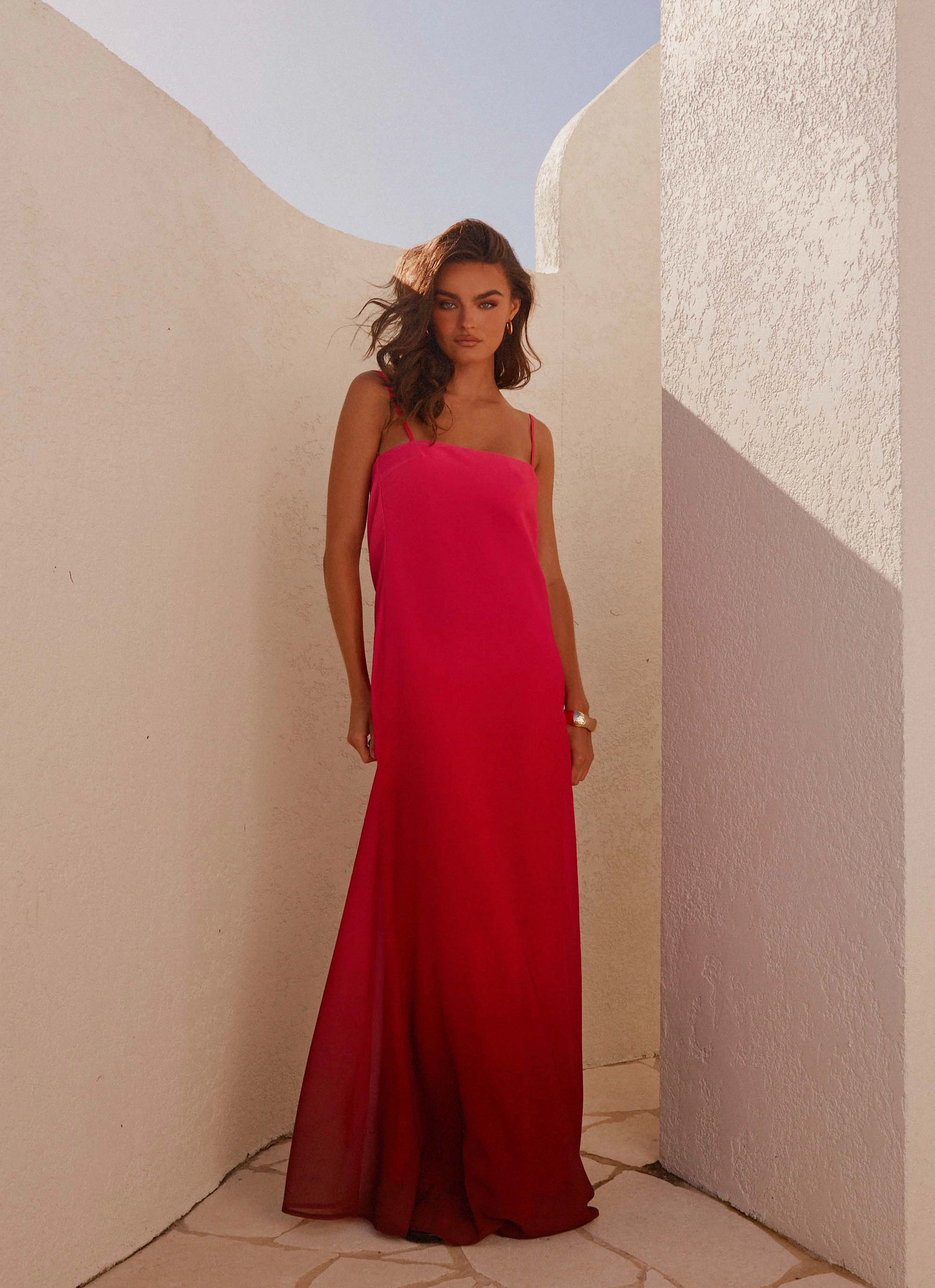 Classic A-line design Marianne Maxi Dress - Fuchsia Gradient
