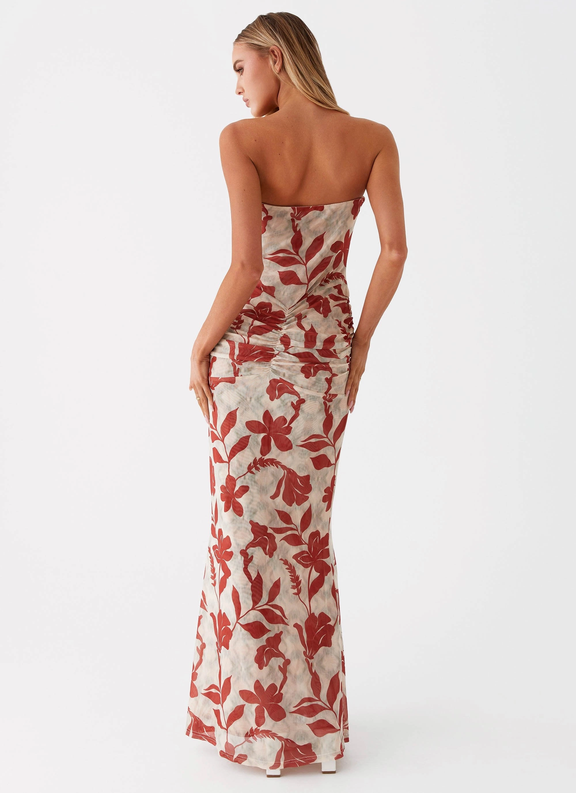 Dearest Maxi Dress - Red Green Floral Tonal-Stitching