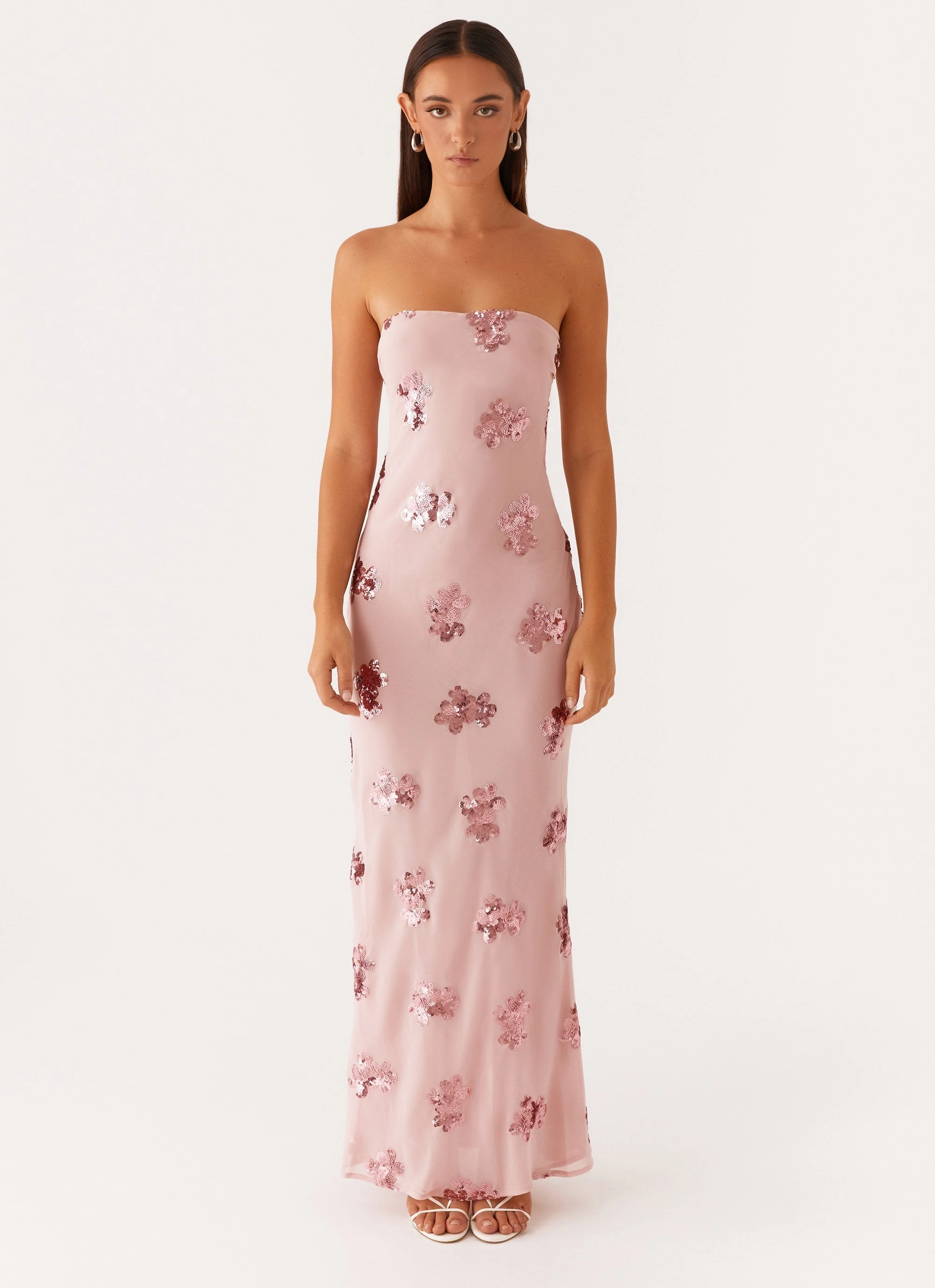 Casual Wear Sweet Escape Sequin Maxi Dress - Baby Pink