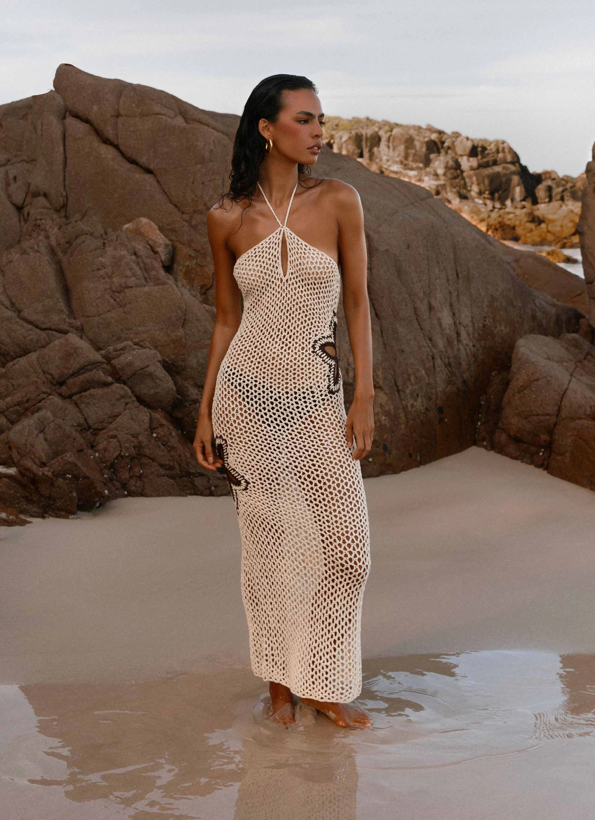 Night Out Sophisticated Edge Aster Crochet Maxi Dress - Pastel Yellow