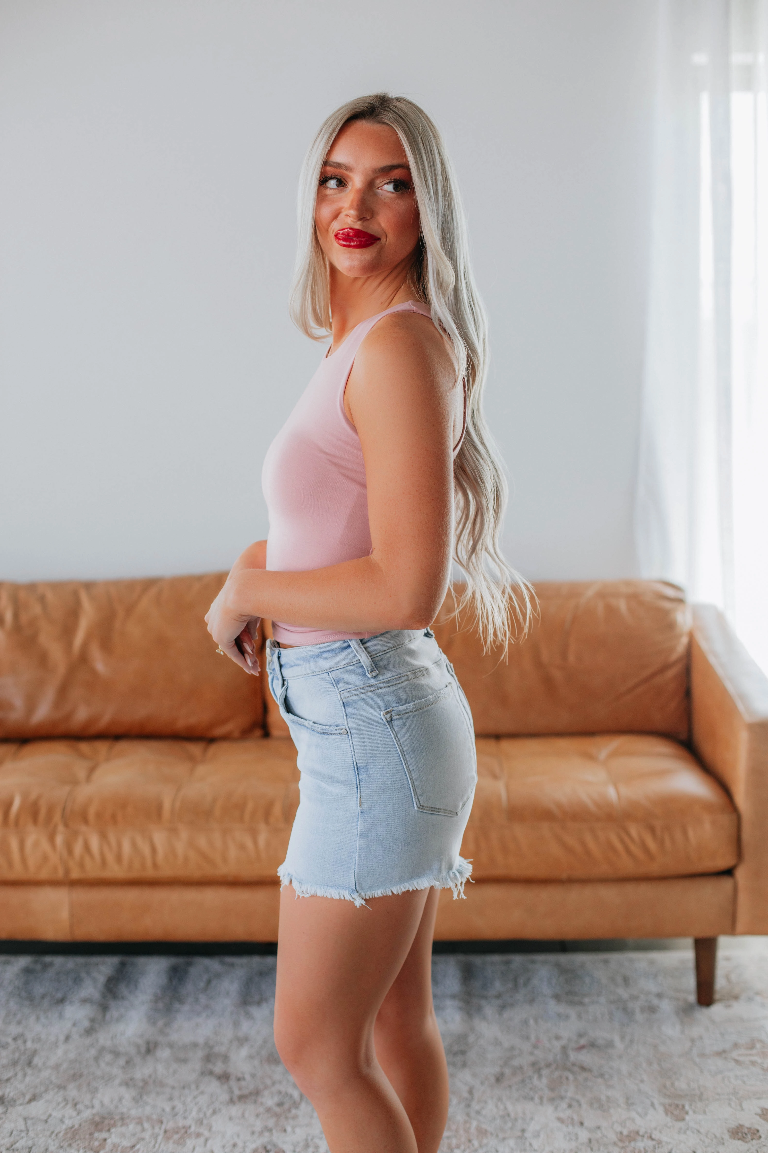 Practical Double Stitched Reinforcement Demi Basic Tank - Dusty Rose