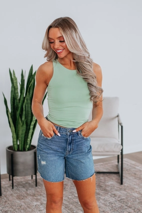 Tensile Ready Fabric Thermal Balance Demi Basic Tank - Pistachio