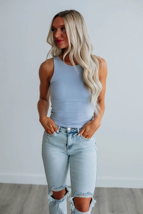Quick - Response Ultra Soft Demi Basic Tank - Powder Blue