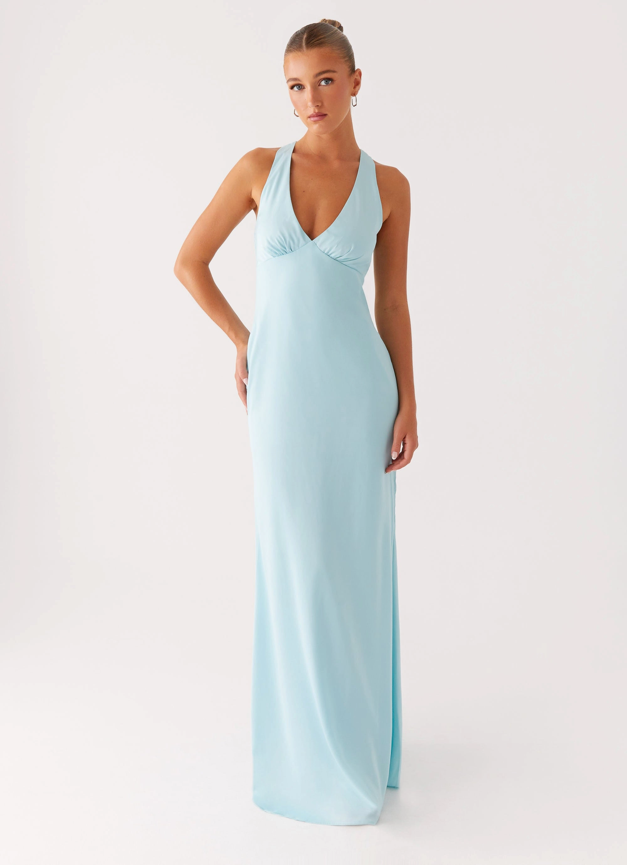 Desi Halterneck Maxi Dress - Mint Chill Lines