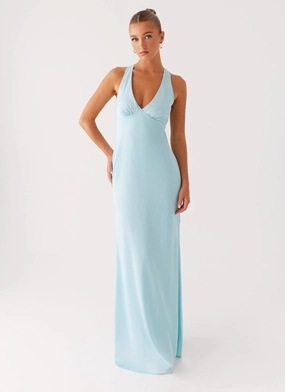 Desi Halterneck Maxi Dress - Mint Chill Lines