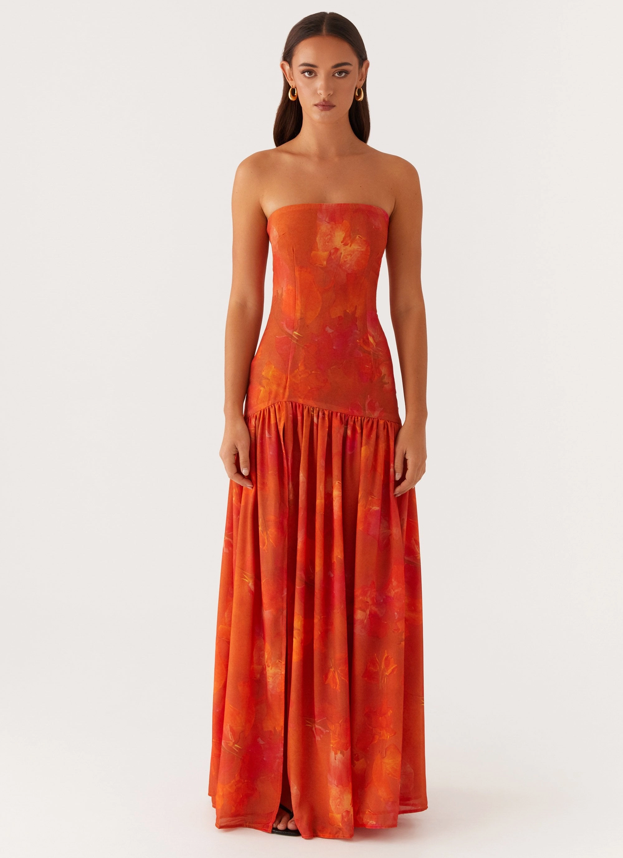 Eden Strapless Maxi Dress - Amber Relaxed Waist Fit Elegant Mature