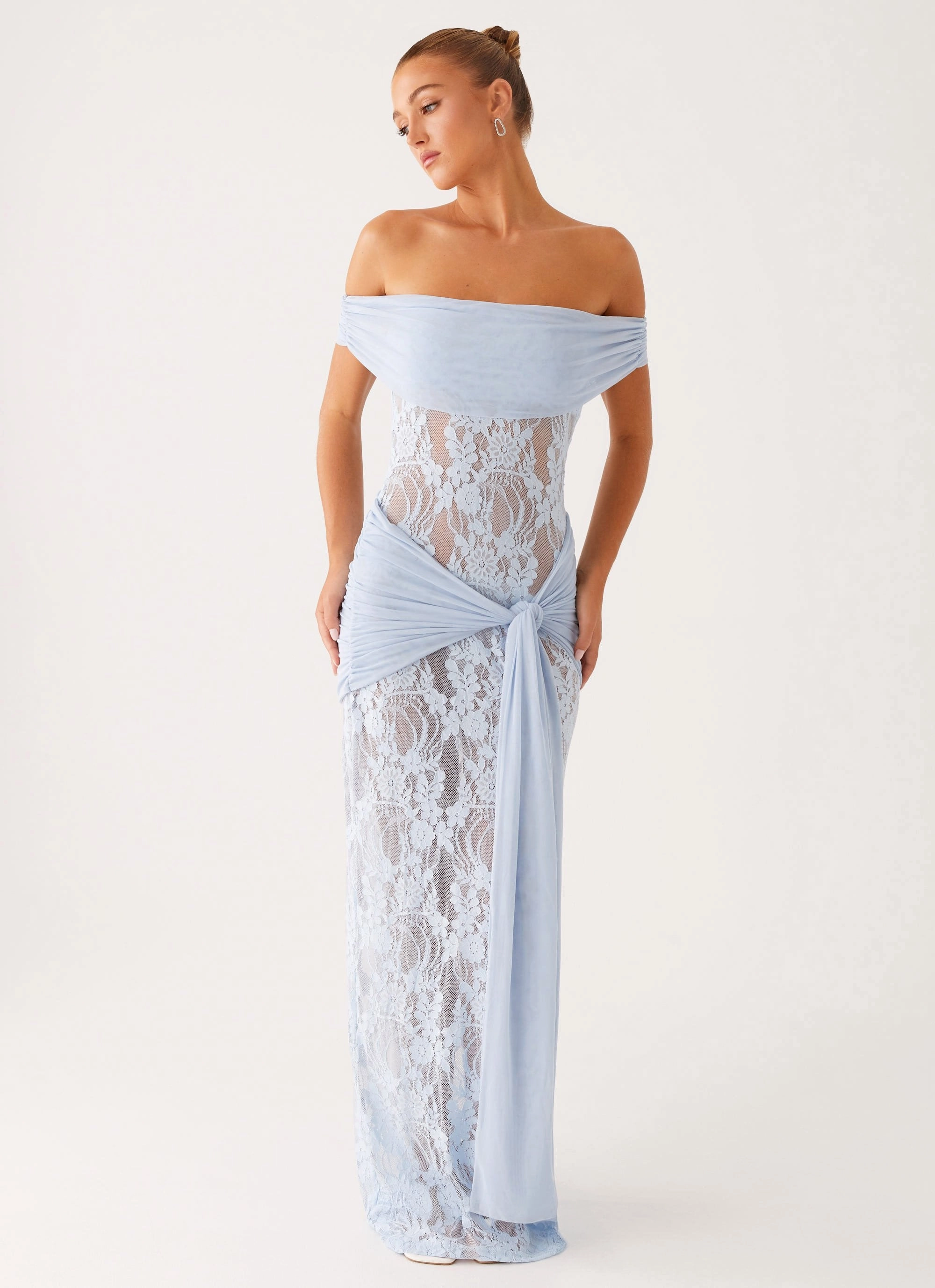 Gracie Twist Maxi Dress - Blue Statement-Print