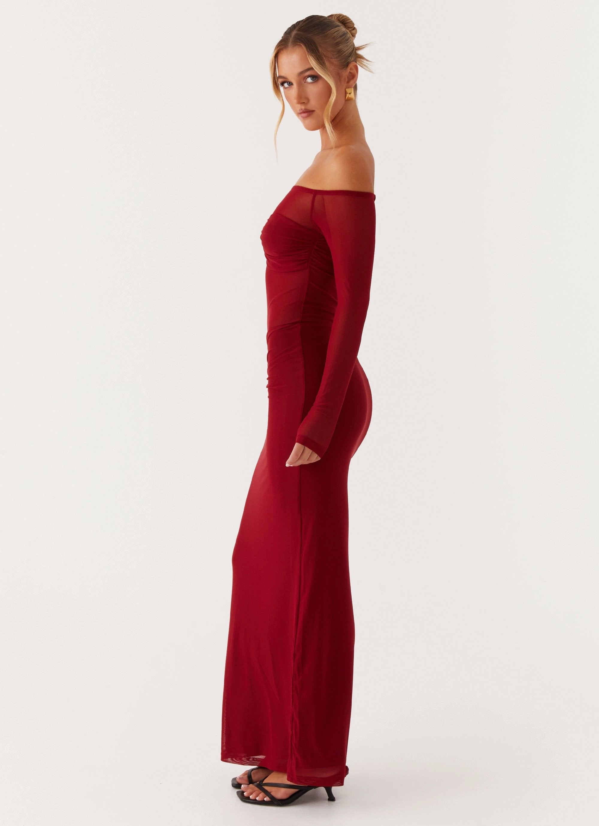 Warm Touch Divine Beauty Mesh Maxi Dress - Maroon