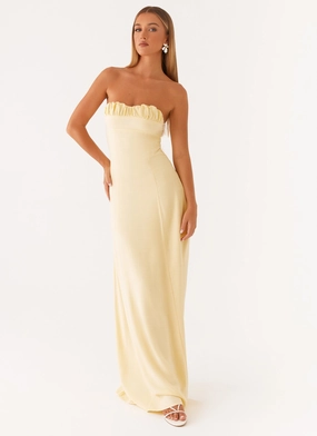 Tayla Linen Maxi Dress - Yellow Soft Drape WaterRepellentCoating