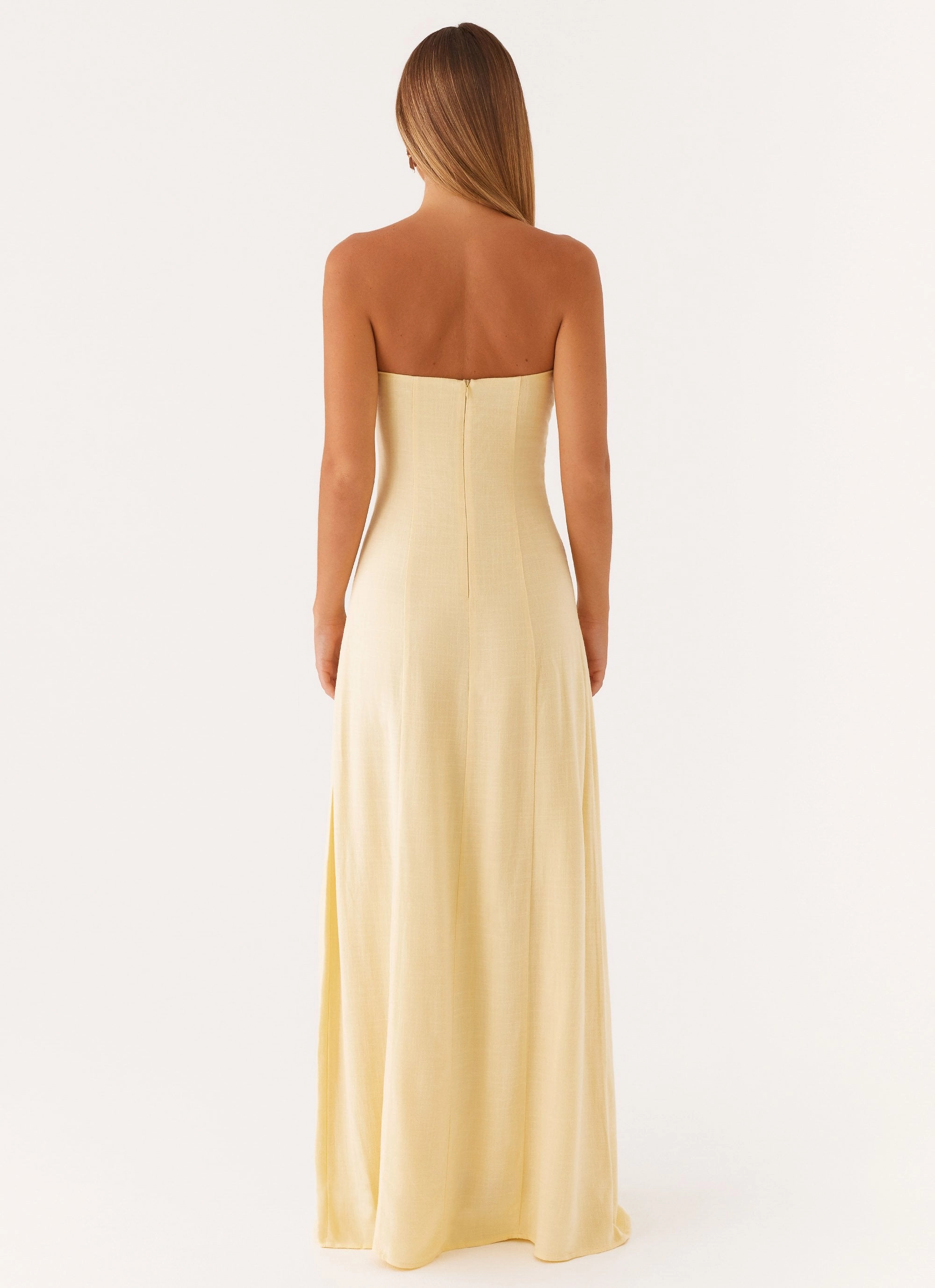 Tayla Linen Maxi Dress - Yellow Bold Patterns Casual Lines