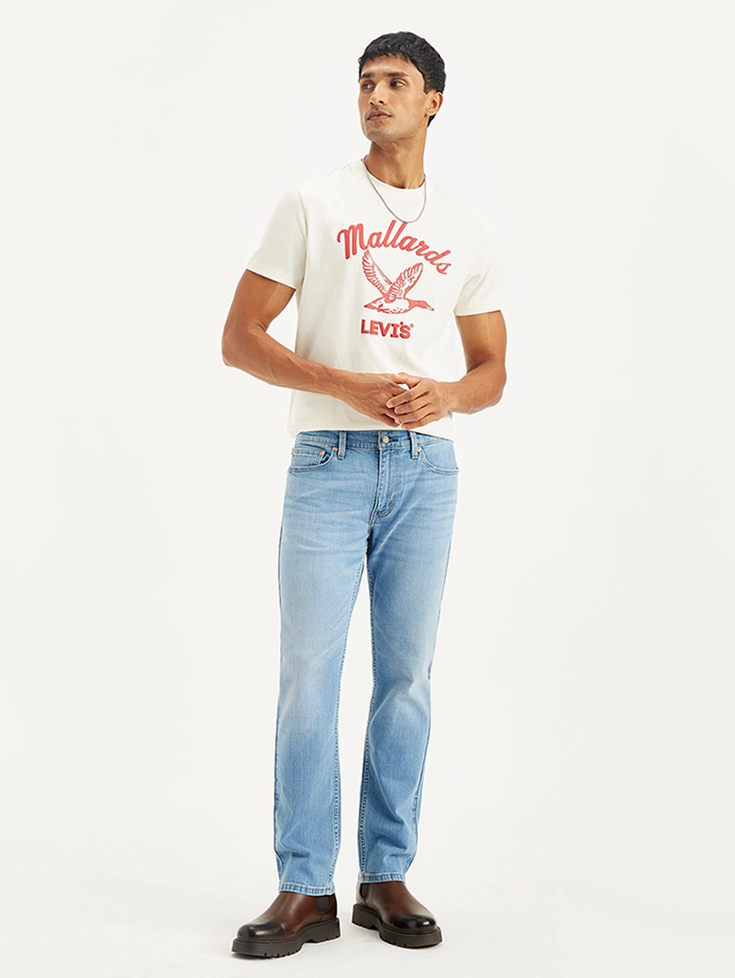 Wide Leg Silhouette Men's 511 Light Blue Slim Fit Mid Rise Jeans