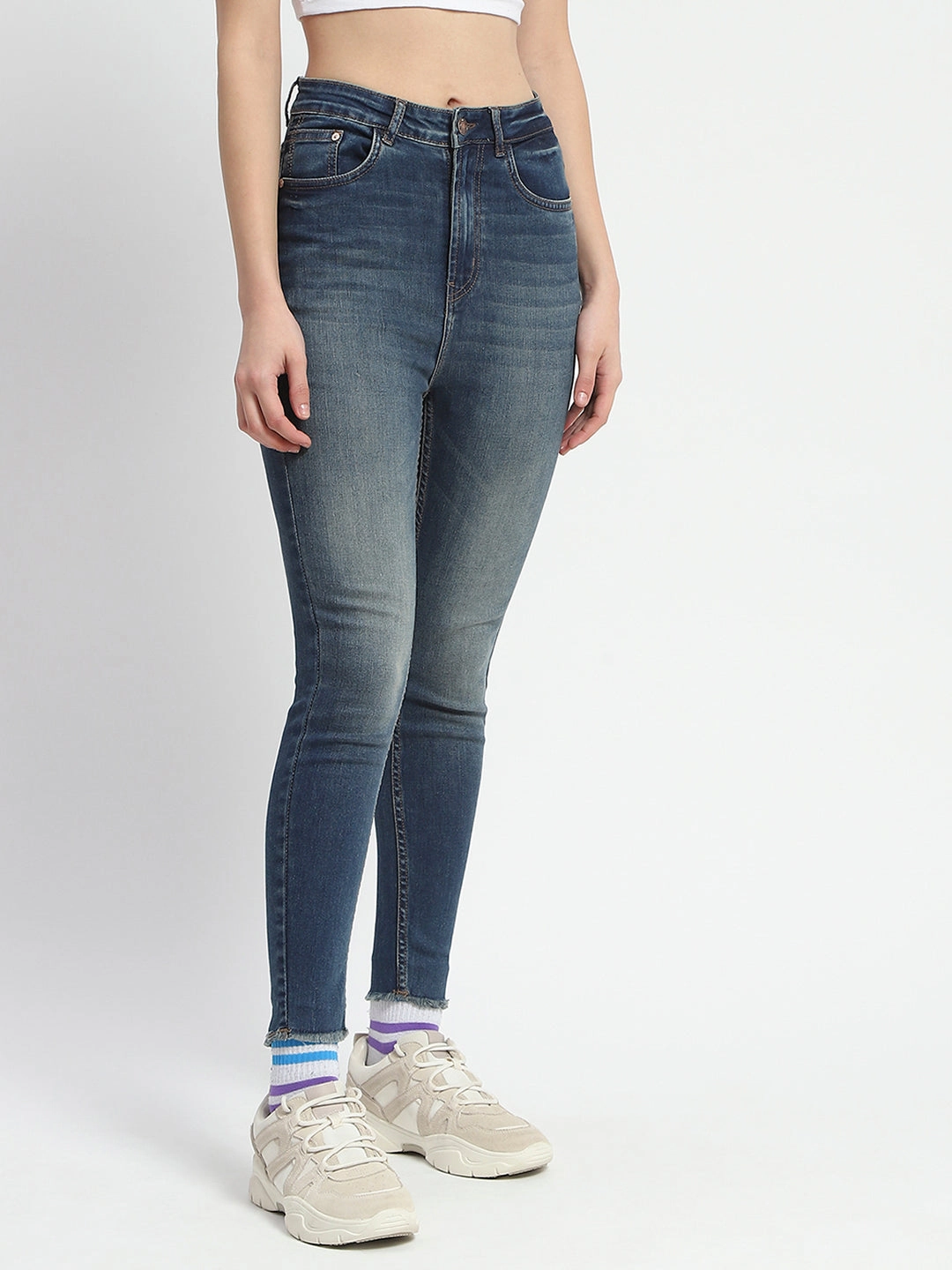 Daytime Look Madame Whiskered Stone Wash Green Tinted Cotton Denim