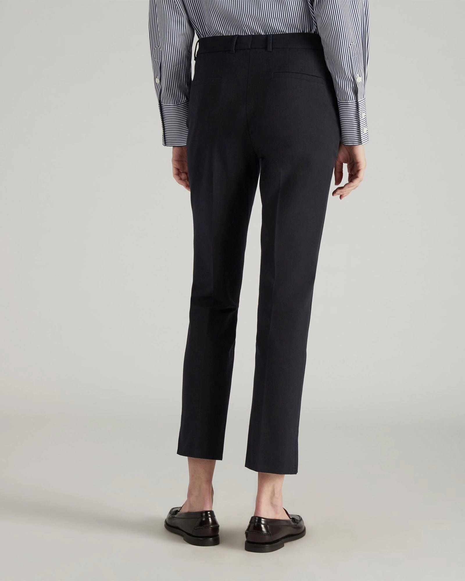 Slim fit trousers in two-way stretch cotton gabardine Adjustable drawstring