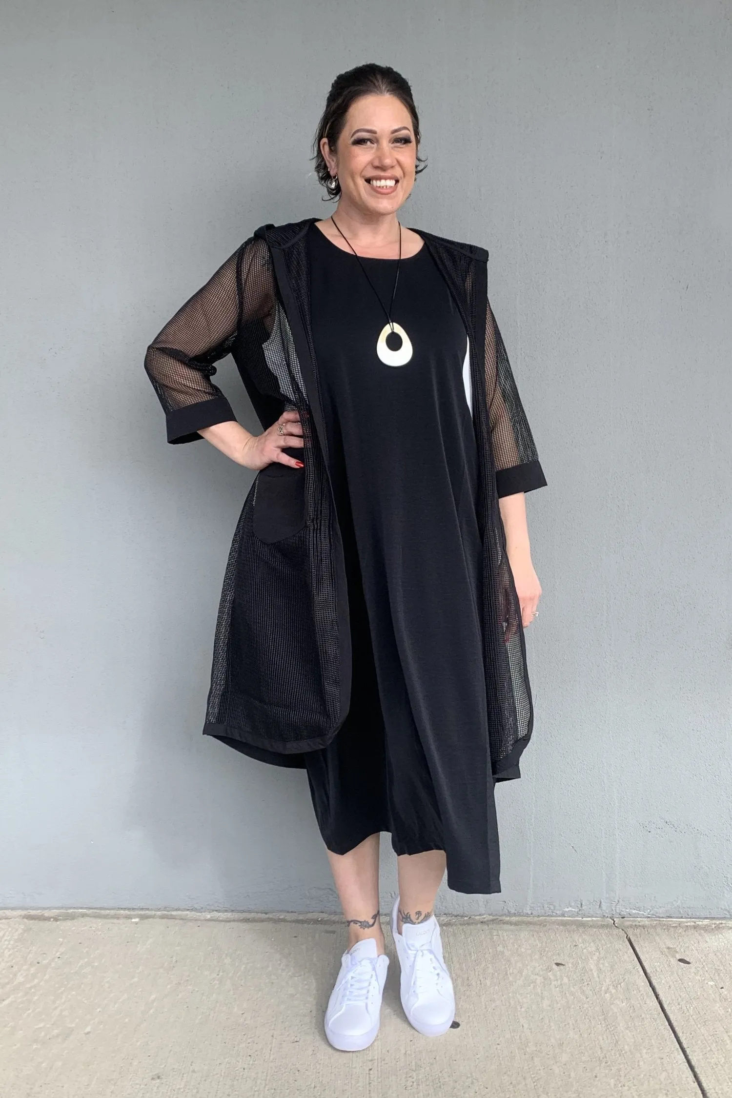 Breathable City Style Logo Free Style Ever Sassy - 64859 Mesh Longline Hoodie