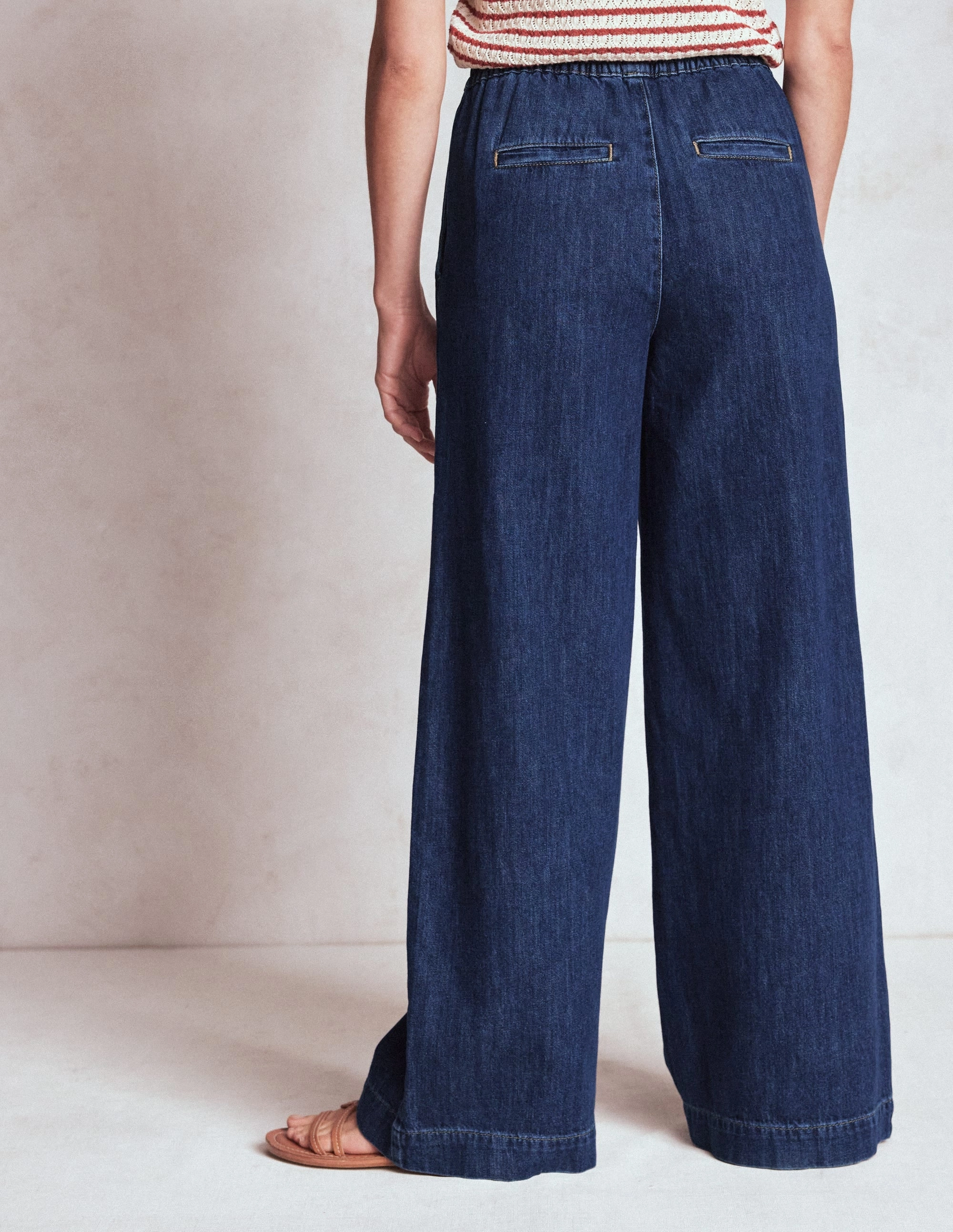 HeatRegulating Drawcord Denim Trousers-MID WASH