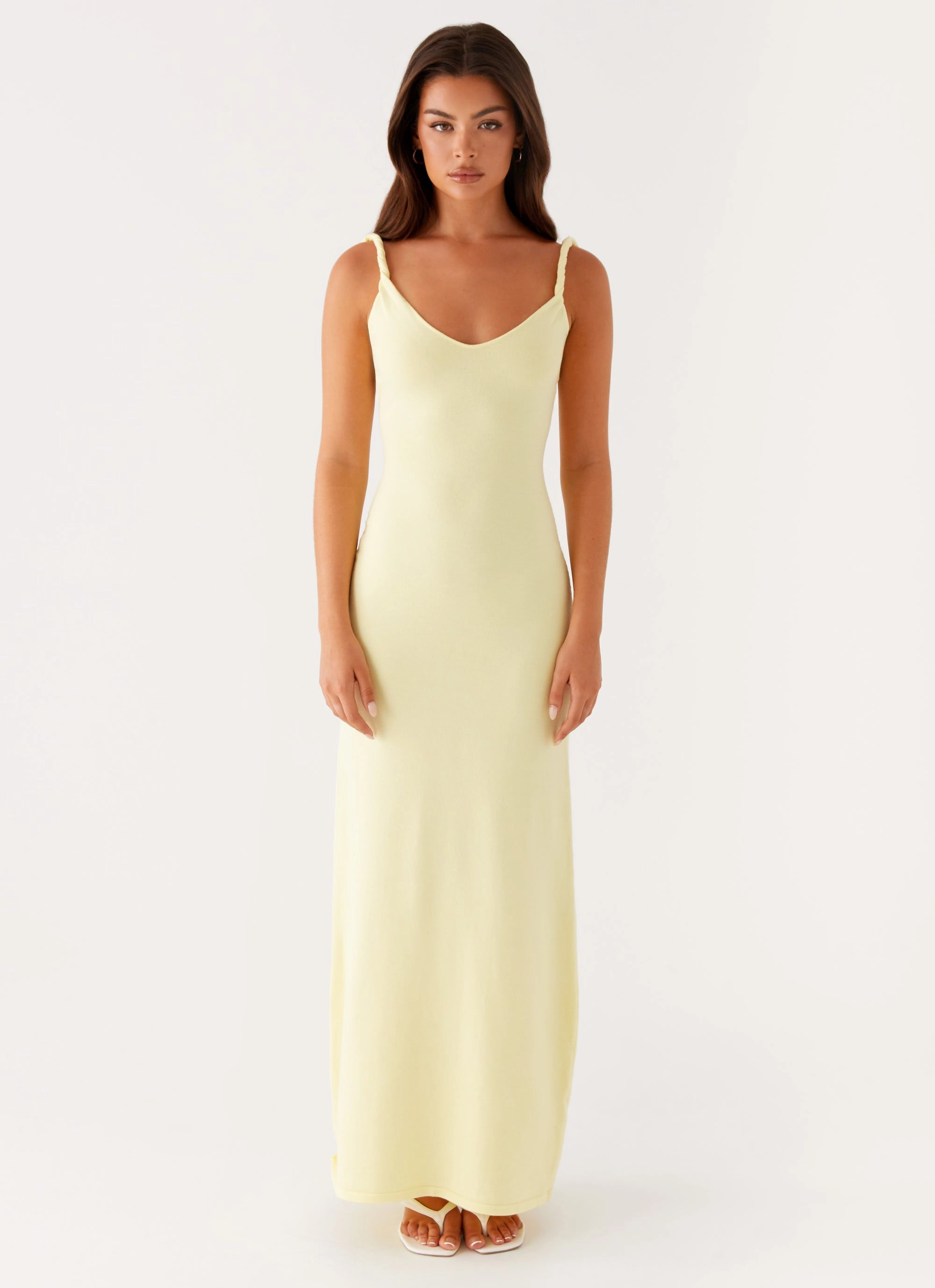 Anastasia Maxi Dress - Yellow Wrinkle-Resistant Pure Elegance