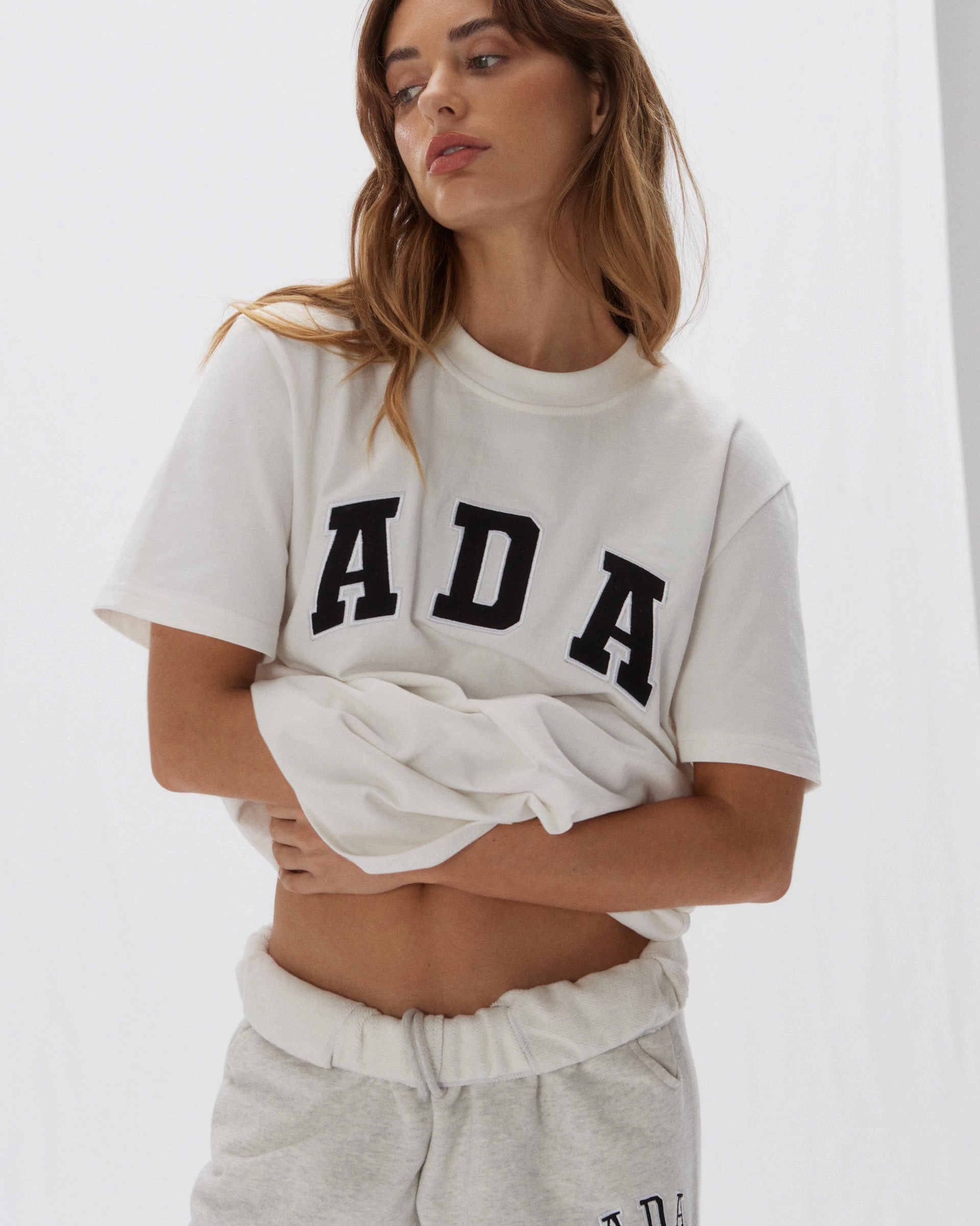ADA Short Sleeve Oversized T-shirt - White/Black EcoFriendly Dye Process Seamless Design