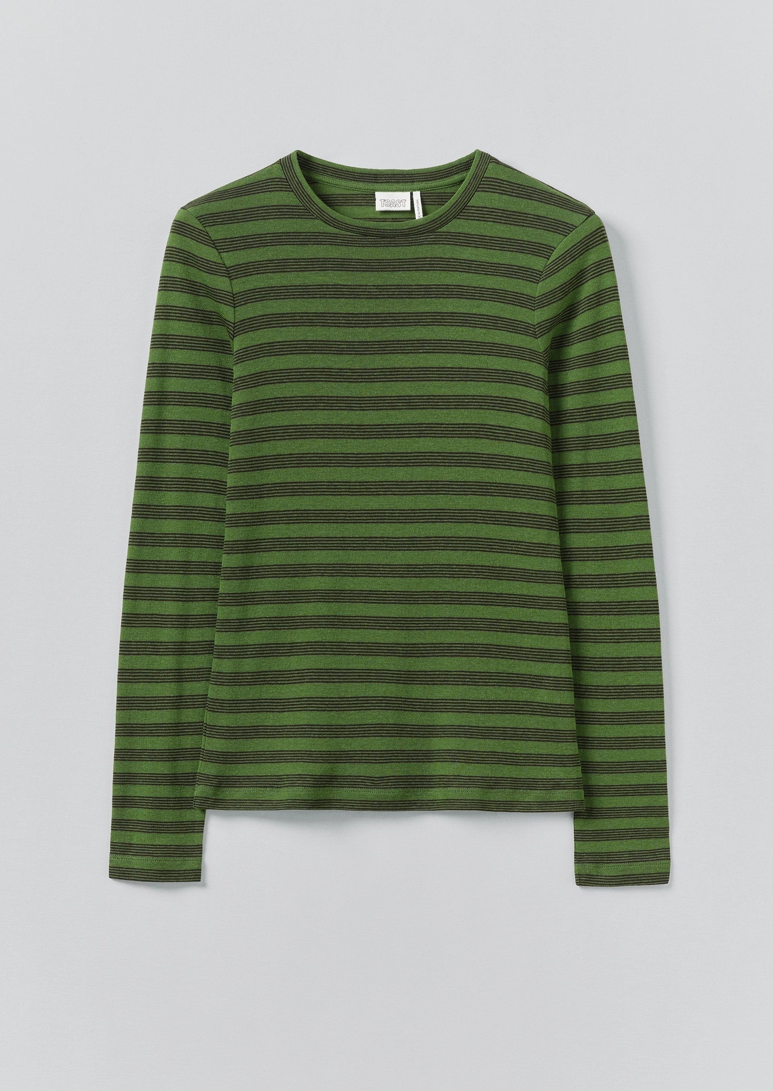 Flatlock stitching Agnes Stripe Wool Lyocell Tee | Peridot Green/Black