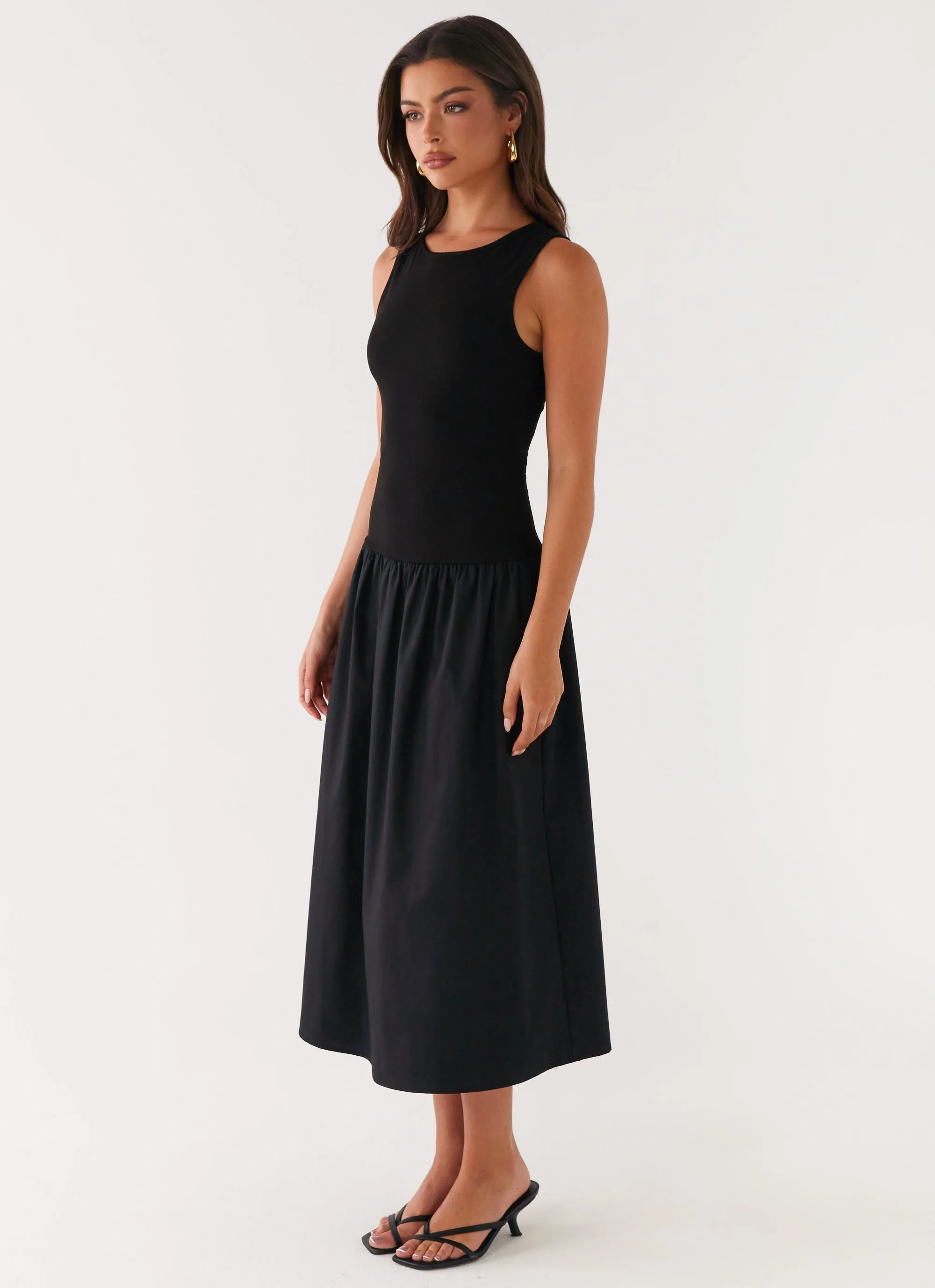 Smart and Chic Inner Glow Duchess Midi Dress - Black