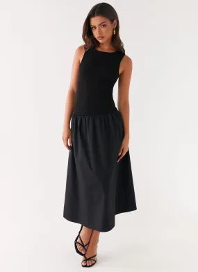 Duchess Midi Dress - Black Party Safe Light Cloud