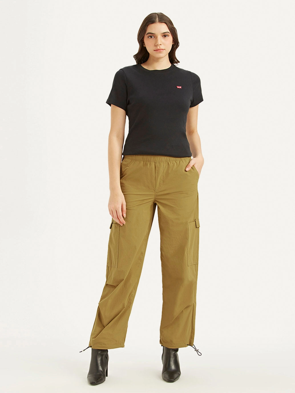 Women's Mid Rise Loose Fit Baggy Dad Cargo Trousers Breathable Waistband Flexible Durability
