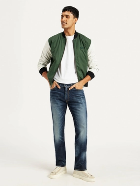 Simple Aesthetic Men's 513 Navy Blue Slim Straight Fit Mid Rise Jeans