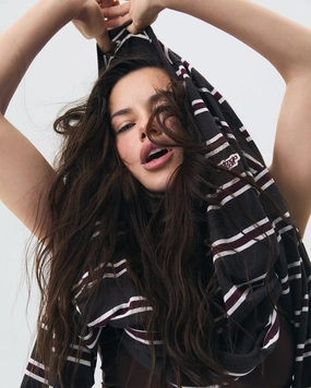 Antimicrobial Finish SunProtective Stripe Long Sleeve T-shirt - Coffee Bean Stripe