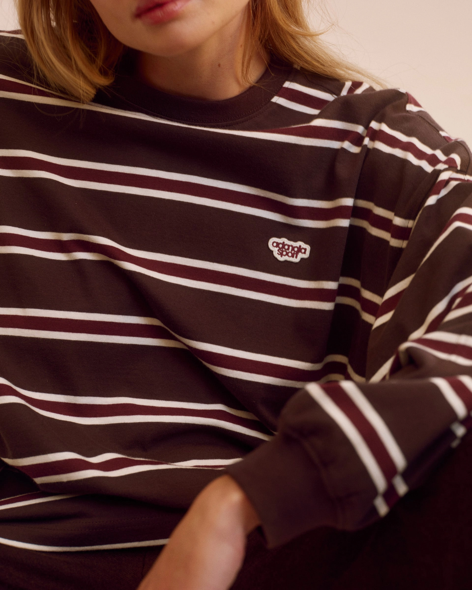 Stripe Long Sleeve T-shirt - Coffee Bean Stripe Ergonomic Cut