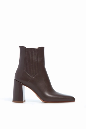 Luke High Heel Ankle Boot in Chocolate Leather Western Style Breathable All Day Worker