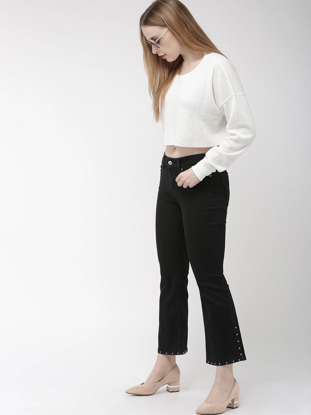 Street Approved High Waist Women's 715 Black Flared Fit Mid Rise Jeans