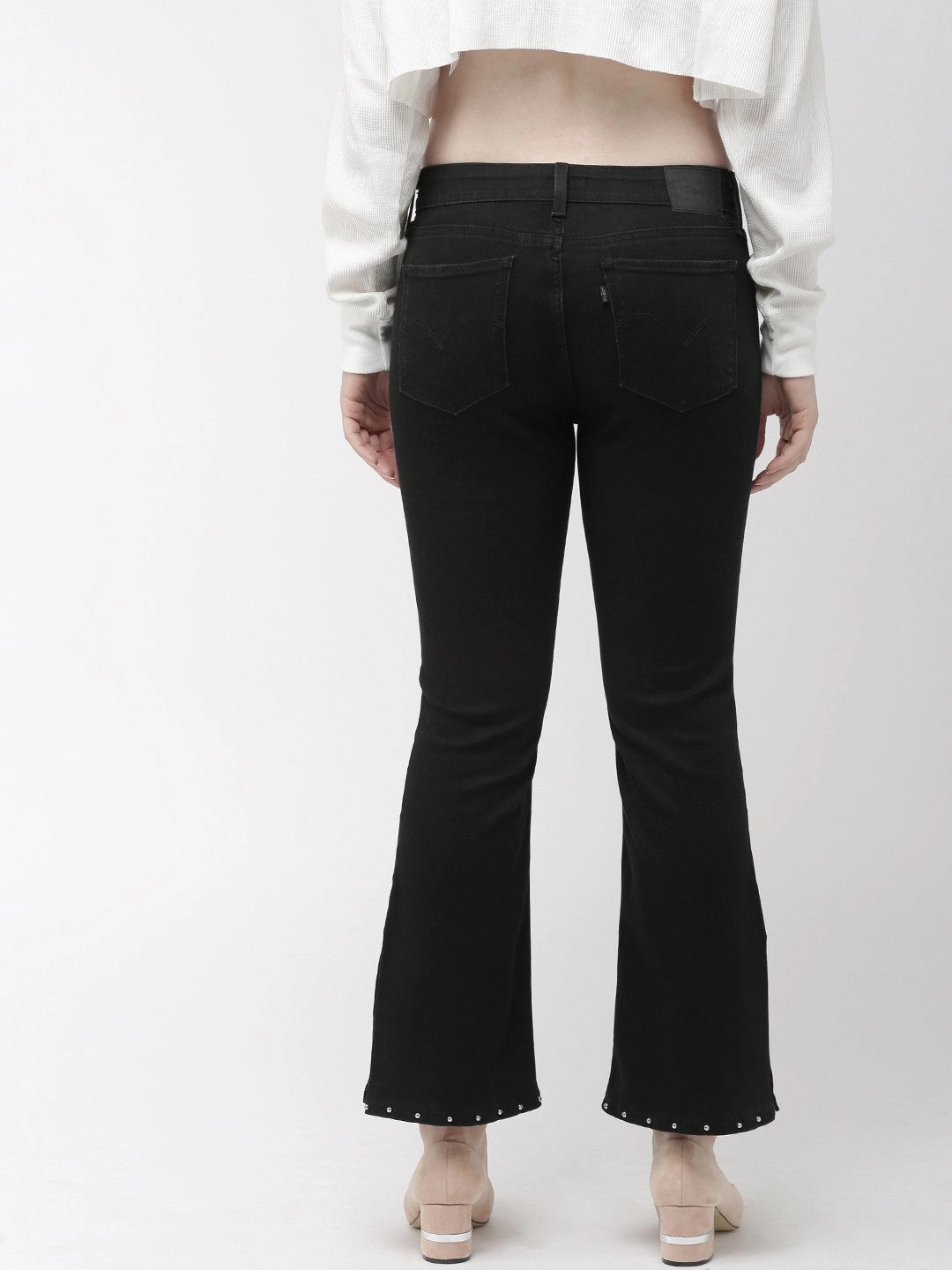 Go To Look Earthy Music Event Women's 715 Black Flared Fit Mid Rise Jeans