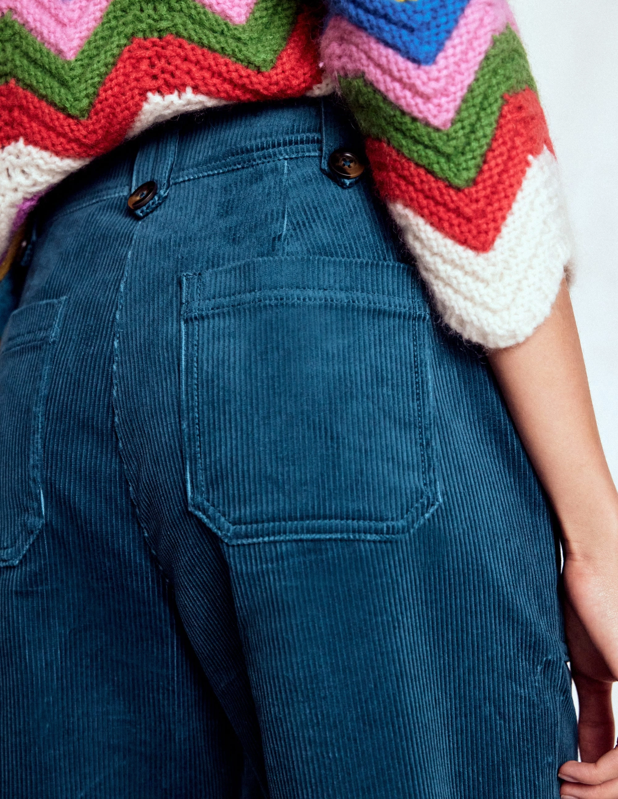 Pimlico Cord Trousers-Indigo Blue Sustainable Fabric Adjustable drawstring