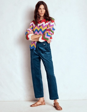 SeamlessPocketDesign Minimalist Waist Pimlico Cord Trousers-Indigo Blue