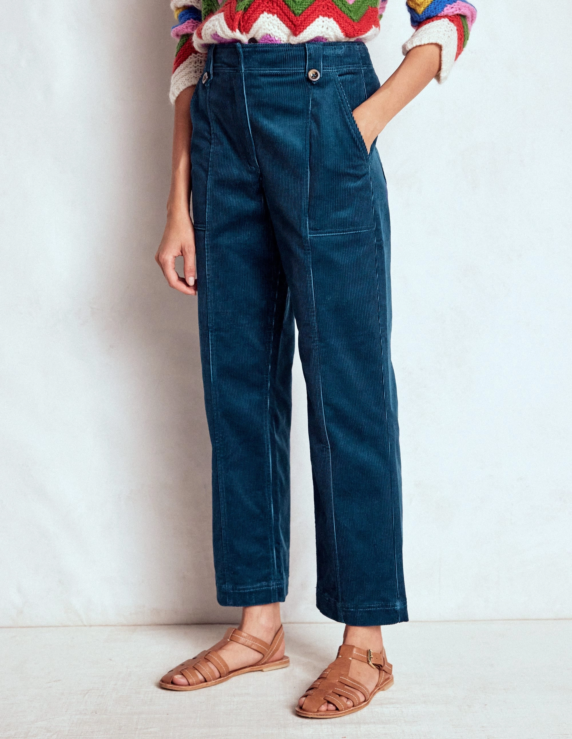Lightweight Layer clean design Pimlico Cord Trousers-Indigo Blue