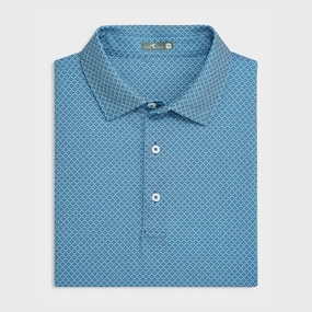 Interlock Cotton Sleek Layering Navy Diamond Lattice Printed Performance Polo