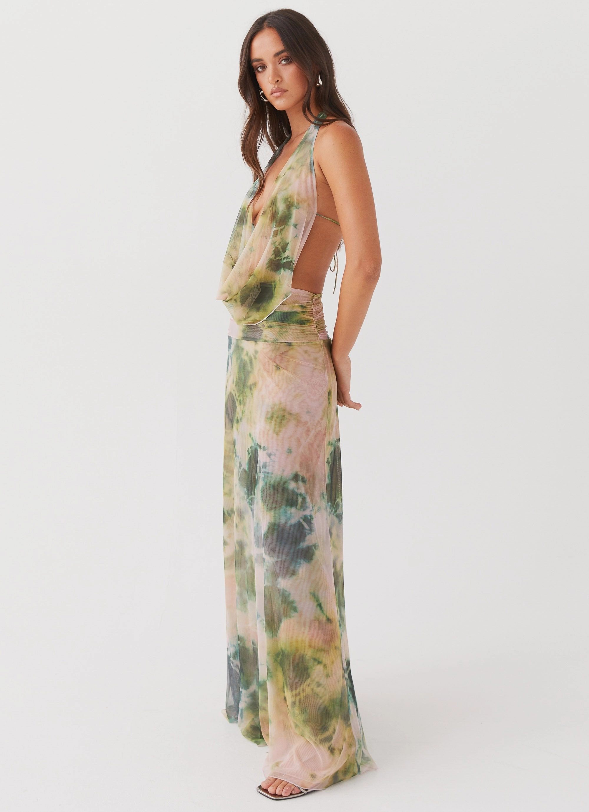 Elysia Mesh Maxi Dress - Rainforest Easy Draping Light Blend