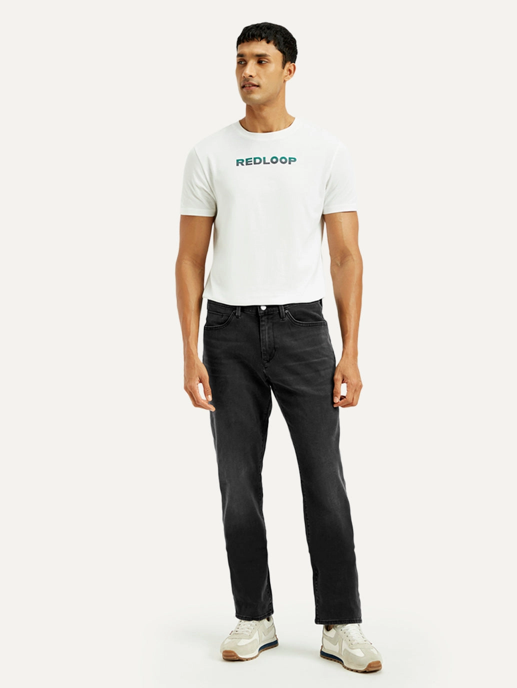 Streetwear Fan Premium Men's Redloop 541 Black Athletic Tapered Fit Mid Rise Jeans