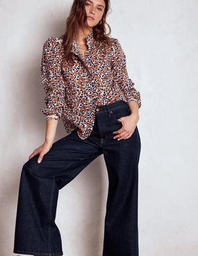 Multi-way wear High Rise Wide Leg Jeans-Indigo Rinse