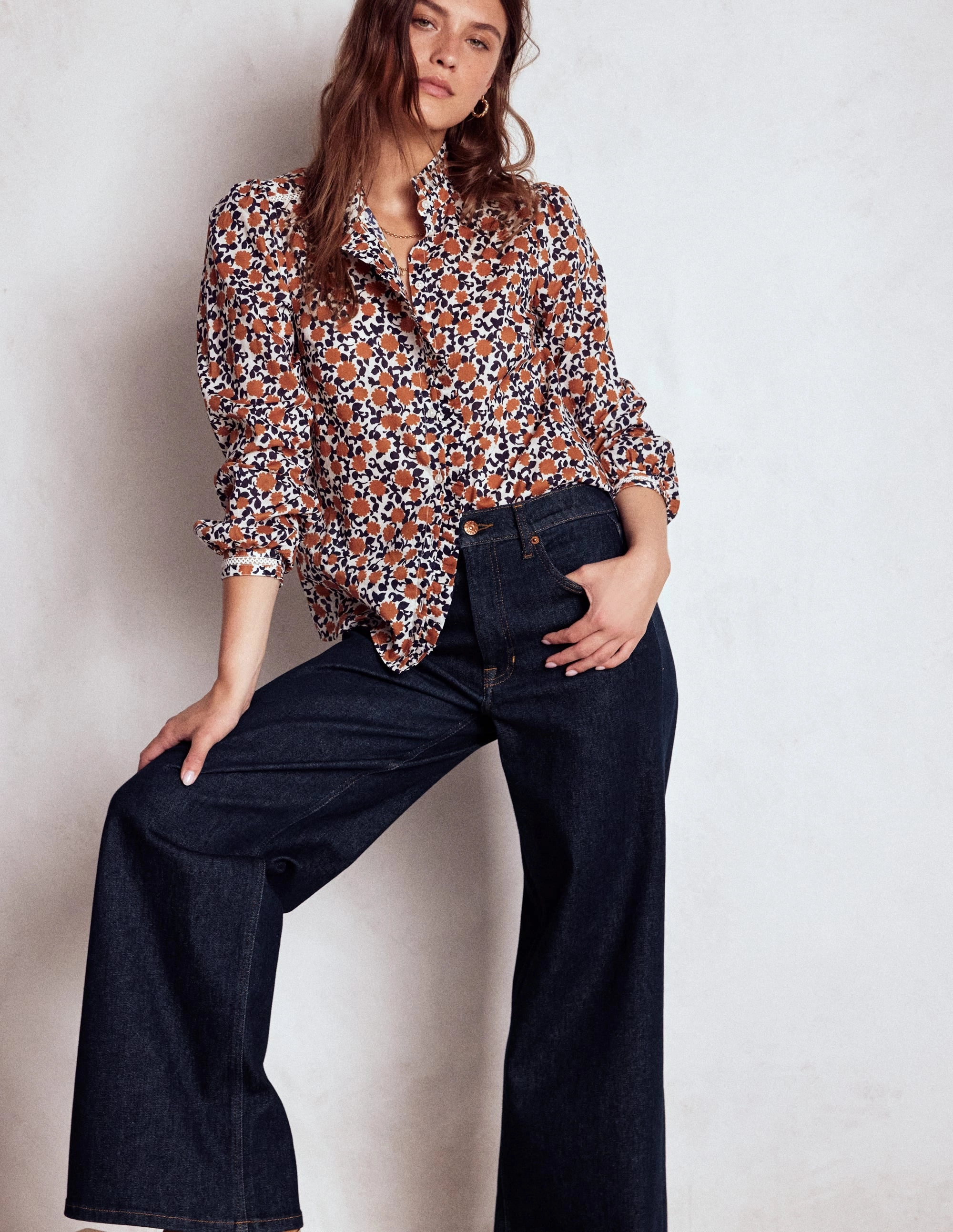 Multi-way wear High Rise Wide Leg Jeans-Indigo Rinse