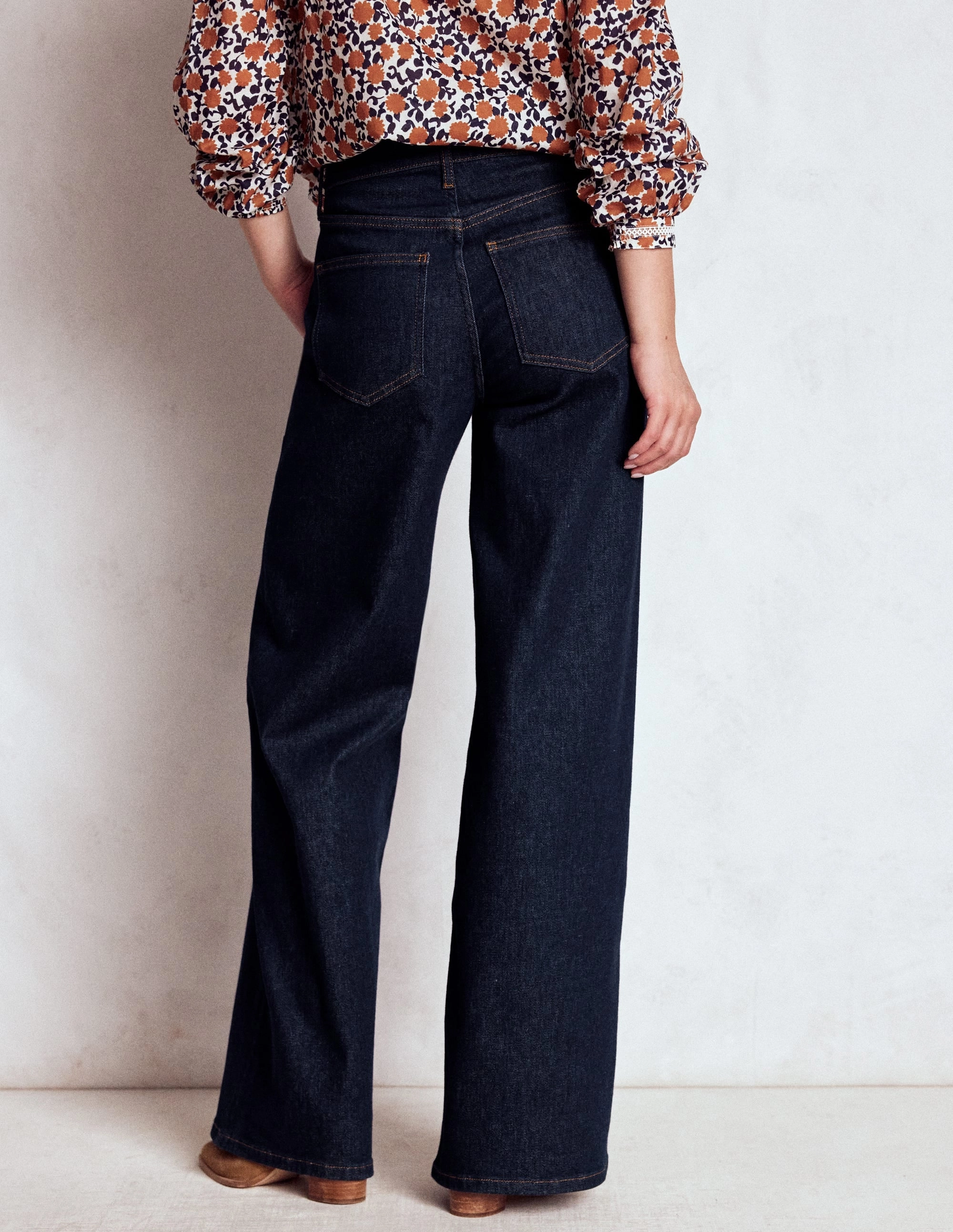 Belt loops High Rise Wide Leg Jeans-Indigo Rinse