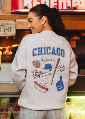 Chicago Game Day Icons Sweatshirt Cozy Waistband